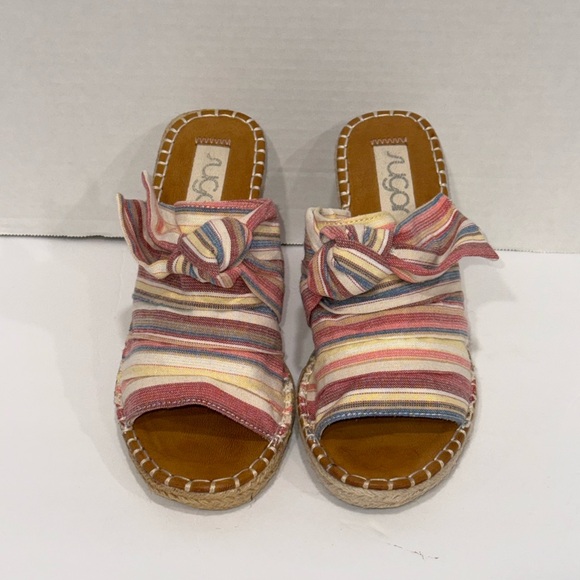 Sugar Hundreds Knotted Band Wedge Sandal Multi Dune Stripe  Size 10 - Picture 4 of 12